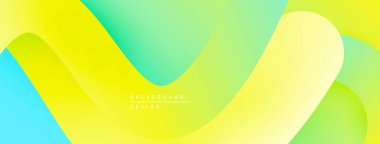 Soyut sıvı şekilleri, canlı sarı, yeşil, mavi gradyanlar. Modern tasarım, pürüzsüz eğriler dinamik bileşim yaratır.