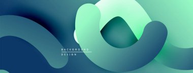 Soyut sıvı şekilleri, deniz mavisi renkleri baskın gelir. Yumuşak eğimler dinamik dalga etkisi yaratır. Minimalist tasarım, modern estetik.