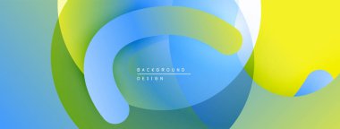 Soyut akışkan şekiller harmanlanarak, canlı bir arkaplan oluşturur. Sarı, yeşil, mavi renkler kompozisyona hakim. Modern tasarım ögesi.