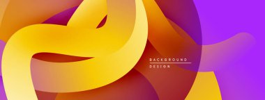 Soyut sıvı şekilleri canlı turuncu, sarı ve mor renkleri harmanlar. Modern tasarım hareketi, enerjiyi, görsel ilgiyi çağrıştırıyor.