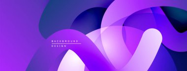 Soyut mor arkaplan. Üst üste binen şekiller dinamik görsel efekt yaratır. Modern tasarım, düz gradyanlar, canlı renkler.