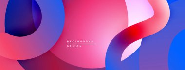 Soyut sıvı şekiller, canlı renklerin karışımı. Pembe, mavi, mor renkler modern tasarım yaratır. Yumuşak kıvrımlar hareketi, enerjiyi gösterir.