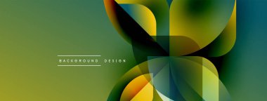 Soyut tasarım özellikleri üst üste binen renkli şekiller. Gradyan gölgeler dinamik görsel efekt yaratır. Çeşitli projeler için modern arkaplan.