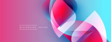 Soyut eğim arkaplanı. Üst üste binen şekiller dinamik görsel efekt yaratır. Pembe, mavi renkler kompozisyona hakim. Modern tasarım ögesi.