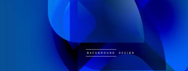 Soyut mavi şekiller örtüşüyor ve dinamik bir değişim etkisi yaratıyor. Metin, kompozisyon içinde arkaplan tasarımı okur. Modern görsel biçim.