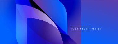 Soyut mavi gradyan tasarımı. Üst üste binen şekiller dinamik görsel efekt yaratır. Arkaplan için uygun modern, şık bir sunum.