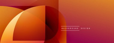 Soyut geometrik şekiller, canlı turuncu renkler, katmanlı tasarım. Gradyan geçişleri olan modern arkaplan, basit metin örtüsü.