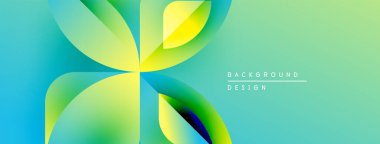 Soyut çiçek tasarımı. Dalgalı gradyanlar mavileri, yeşillikleri, sarıları harmanlarlar. Modern estetik, temiz çizgiler, mükemmel zemin.