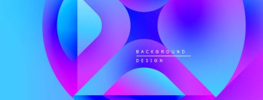 Canlı, soyut bir arkaplan. Üst üste binen daireler sıvı renk değişimleri, maviler, morlar ve pembeler yaratır. Modern tasarım ögesi.