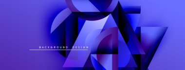 Soyut geometrik şekiller çakışıyor, dinamik mavi gradyanlar yaratıyor. Modern tasarım derinliği, dokuyu, fütüristik hissi çağrıştırıyor.