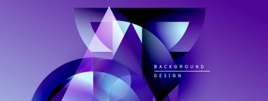 Soyut mor tasarım üst üste binen geometrik şekiller, gradyanlar, dinamik bileşimler. Dijital projeler için modern arkaplan.