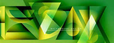 Soyut geometrik tasarım. Canlı yeşiller, sarılar dinamik bileşim oluşturur. Modern biçim, uygun arkaplan ögesi.