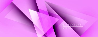 Soyut pembe arkaplan özellikleri üst üste binen geometrik şekiller, dinamik görsel doku oluşturur. Gradyan derinlik ekler, modern estetik.