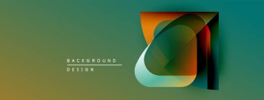 Soyut geometrik şekiller örtüşüyor, canlı renk eğimleri yaratıyor. Sancaklar, sunumlar ve web siteleri için modern tasarım uygun.