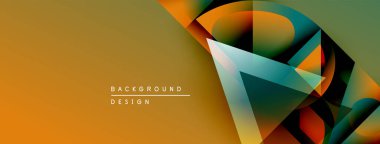 Soyut geometrik şekiller harmanlanarak dinamik gradyan arkaplan oluşturur. Sıcak renkler deniz mavisi aksanıyla baskın gelir. Modern tasarım ögesi.