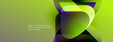 Soyut enerjik tasarım akış şekilleri, gradyanlar. Yeşil, mor aksanlı baskın, dinamik görsel efekt yaratır..