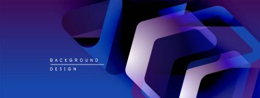 Soyut mavi mor tasarım. Katmanlı geometrik şekiller modern arka plan yaratır. Metin arka plan tasarımı okur. Minimalist stil.