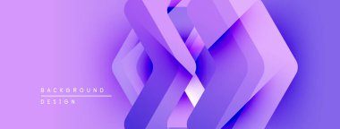 Soyut mor gradyan tasarım. Katmanlı geometrik şekiller dinamik görsel efekt yaratır. Dijital projeler için modern arkaplan.