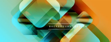 Soyut geometrik şekiller örtüşüyor, canlı renk eğimleri yaratıyor. Modern tasarım elementleri dinamik görsel deneyim önerir.