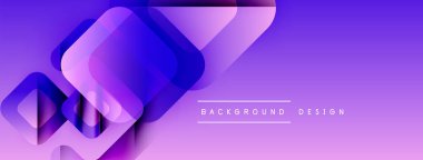 Soyut mor arkaplan özellikleri üst üste binen kareler, modern tasarım yaratıyor. Gradyan etkisi derinlik ve görsel ilgi ekler..