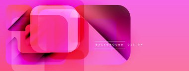 Soyut pembe dizayn özellikleri üst üste binen kareler, dikdörtgenler. Gradyan etkileri olan modern, canlı bir kompozisyon. Metin arkaplan tasarımı okur.