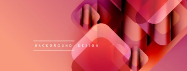 Soyut geometrik şekiller örtüşür, canlı gradyanlar yaratır. Sıcak renkler tasarıma hakim, modern estetiğe işaret ediyor.