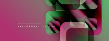 Soyut geometrik şekiller örtüşüyor, canlı renk eğimleri yaratıyor. Pembe, yeşil aksanlı arka plana hükmediyor. Modern tasarım elemanları.