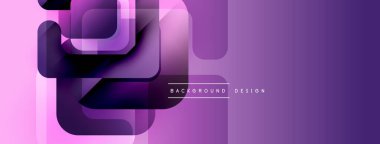 Soyut mor tasarım üst üste binen geometrik şekiller içerir. Renkler modern görsel efekt yaratır. Minimalist stil.