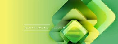 Soyut geometrik şekiller örtüşüyor, canlı yeşil, sarı bir eğim yaratıyor. Modern tasarım yenilik, enerji, tazelik öneriyor.