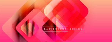 Soyut geometrik şekiller örtüşüyor, canlı pembe, kırmızı bir eğim yaratıyor. Arkaplan ve sunumlar için uygun modern tasarım.
