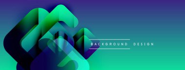 Soyut geometrik şekiller örtüşüyor, canlı mavi, yeşil bir eğim yaratıyor. Arkaplan, pankart ve sunumlar için modern tasarım ögesi.
