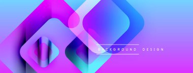 Soyut geometrik şekiller örtüşüyor, canlı mor, mavi bir eğim yaratıyor. Arkaplan ve sunumlar için modern tasarım ögesi.