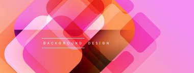 Soyut geometrik şekiller örtüşüyor, canlı pembe, turuncu renkler yaratıyor. Arkaplan ve sunumlar için modern tasarım ögesi.