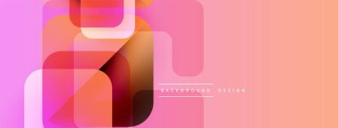 Soyut geometrik şekiller örtüşüyor, canlı pembe, turuncu renkler yaratıyor. Modern tasarım arka planlar, pankartlar, sunumlar için uygun.