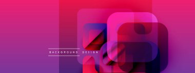 Soyut geometrik şekiller örtüşüyor, canlı mor ve pembe renkler yaratıyor. Metin, arkaplan tasarımının merkezde konumlandığını okuyor. Modern görsel element.