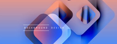 Soyut geometrik şekiller çakışıyor. Değişik renkler. Mor, mavi, pembe. Metin arka plan tasarımı okur. Modern görsel sunum.