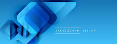 Soyut mavi tasarım üst üste binen kareler, gradyanlar, dinamik kompozisyon. Dijital projeler için modern arkaplan.