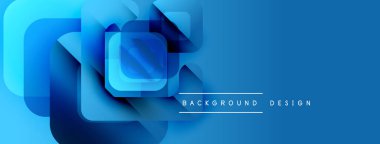 Soyut mavi katmanlar dinamik görsel efekt yaratır. Modern tasarım elementleri teknoloji, yenilik ve derinlik öneriyor. Pürüzsüz eğimler genel estetiği geliştirir.