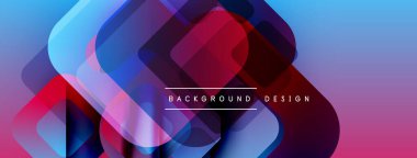 Soyut geometrik şekiller örtüşür, parlak mavi ve pembe renkler yaratır. Arkaplan ve sunumlar için uygun modern tasarım.