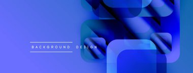 Soyut mavi tasarım, üst üste binen kareler, dikdörtgenler. Gradyan arka plan modern görsel efekt yaratır. Metin arkaplan tasarımı okur.