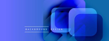 Soyut mavi gradyanlar katmanlı kareler oluşturur. Minimalist metin arka plan tasarımı okur. Modern estetik, temiz çizgiler, canlı renkler.