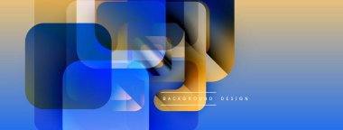 Soyut geometrik şekiller örtüşür, parlak mavi ve altın rengini yaratır. Arkaplan ve sunumlar için modern tasarım ögesi.