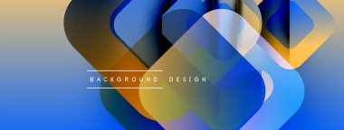 Soyut geometrik şekiller örtüşür, parlak mavi ve sarı renkler yaratır. Modern tasarım elementleri dijital sanat, arkaplan dokusu.