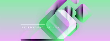 Soyut geometrik şekiller örtüşür, canlı bir değişim etkisi yaratır. Pastel renkler düzgün bir şekilde harmanlanarak modern arkaplan tasarımı oluşturur.