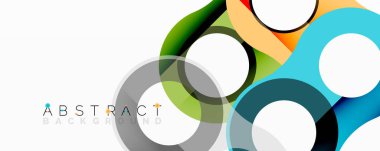 Renkli üst üste binen daireler modern soyut tasarım yaratır. Parlak renkler harmanlanır ve dinamik görsel kompozisyon oluşturur. Basit, temiz estetik..