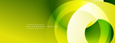Soyut sarı yeşil arka plan. Üst üste binen kıvrımlı şekiller dinamik görsel efekt yaratır. Modern tasarım elementleri pürüzsüz eğimler sunar.