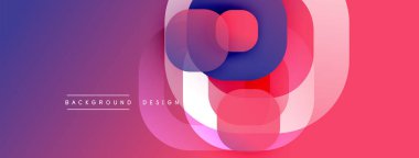 Soyut gradyan şekiller çakışıyor, dinamik görsel etki yaratıyor. Mor, pembe renkler kompozisyona hakim. Modern tasarım ögesi.