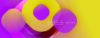 Soyut, canlı çemberler örtüşüyor ve dinamik, renkli bir arkaplan oluşturuyor. Sarı, mor, kırmızı renkler kusursuz bir şekilde harmanlanır. Modern tasarım ögesi.