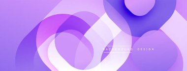Soyut mor katmanlar akışkan şekiller yaratır. Yumuşak eğimler hareketi, modern tasarım elementlerini ortaya koyuyor. Minimalist estetik.