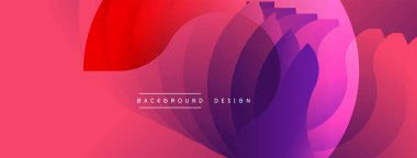 Soyut akışkan şekiller, canlı pembeler, kırmızılar, morlar. Modern tasarım, katmanlı elementler dinamik görsel efekt yaratır.